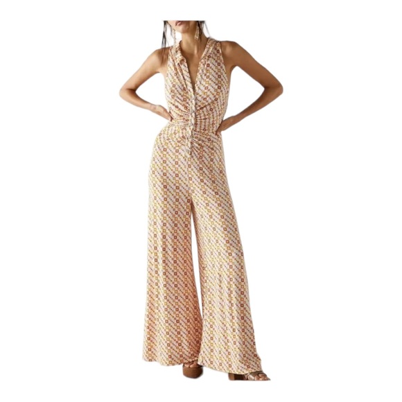 Free People Pants - Free People Shayla Halter Jumpsuit Wide Leg Collared Retro inspired | Size L
